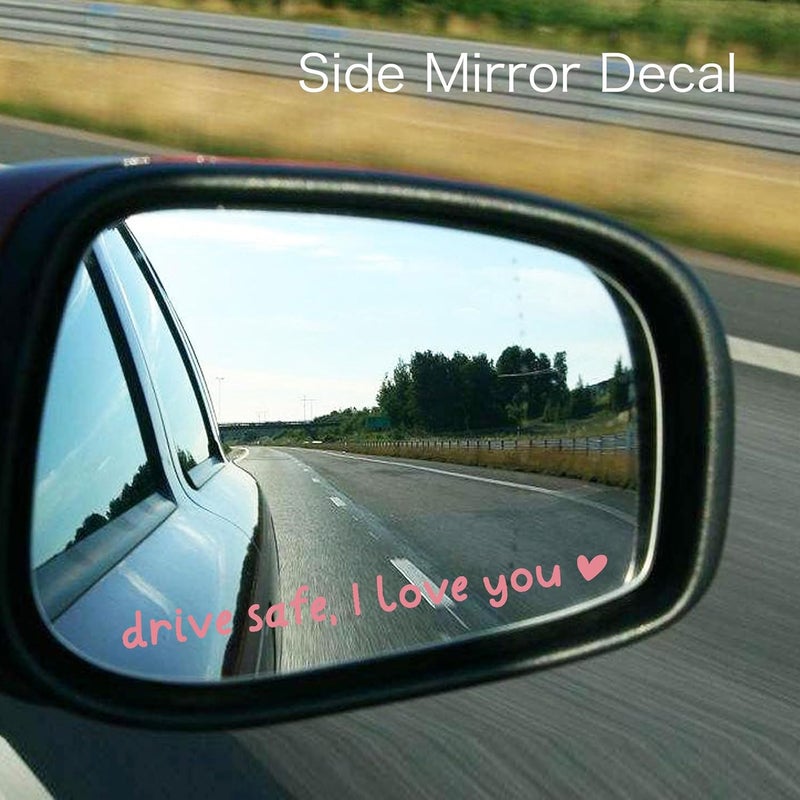 CYLDGNS 3 x Car Rear Mirror Vinyl Decal Stickers Water Bottle Decor Cute Laptop Sticker Aesthetic Tumbler Positive Affirmation Decal Car Rearview for Women Gift for Her (Pink, Drive Safe I Love You) - Image 5